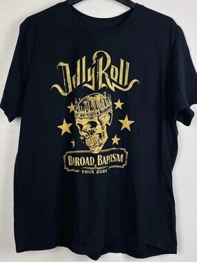 Jelly Roll Men’s Black Short Sleeve T-Shirt Backroad Baptism Tour 2023 Size 2X